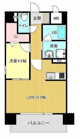 BEAU RIVAGE上水前寺(1LDK/5階)の間取り写真
