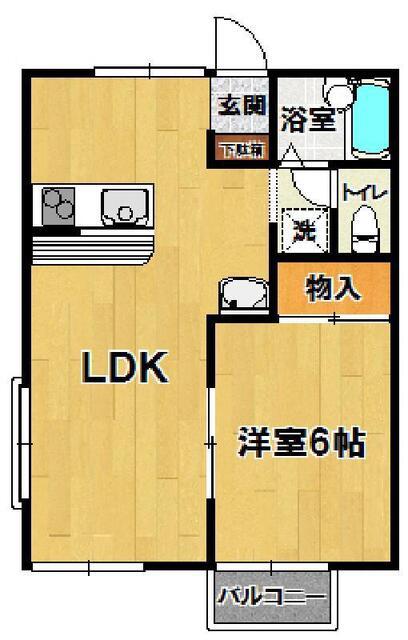 ソレイユ(1LDK/2階)の間取り写真