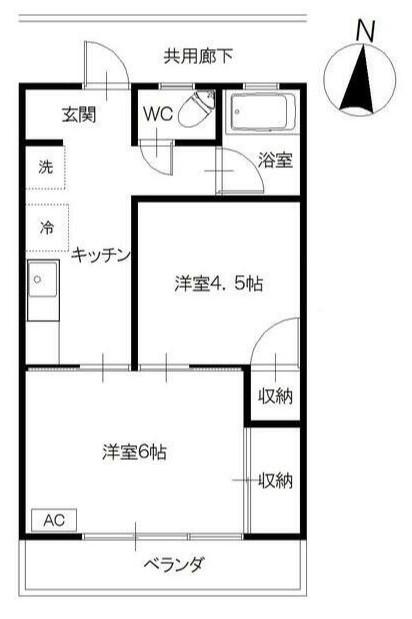 清美荘(2K/2階)の間取り写真
