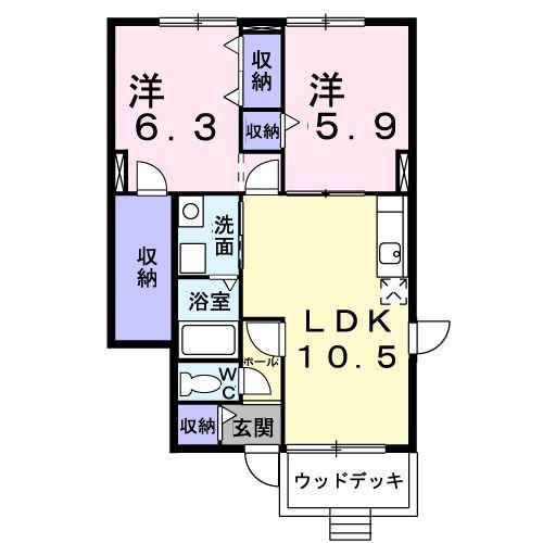 カーサグランリーオC(2LDK/1階)の間取り写真