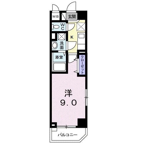 ブライトハーモニー(1K/4階)の間取り写真