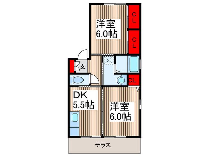 沼田ハイツI(2DK/1階)の間取り写真