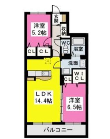 プリマヴェーラ伊都(2LDK/3階)の間取り写真