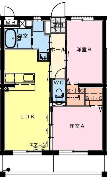 恒久南Tマンション(2LDK/2階)の間取り写真
