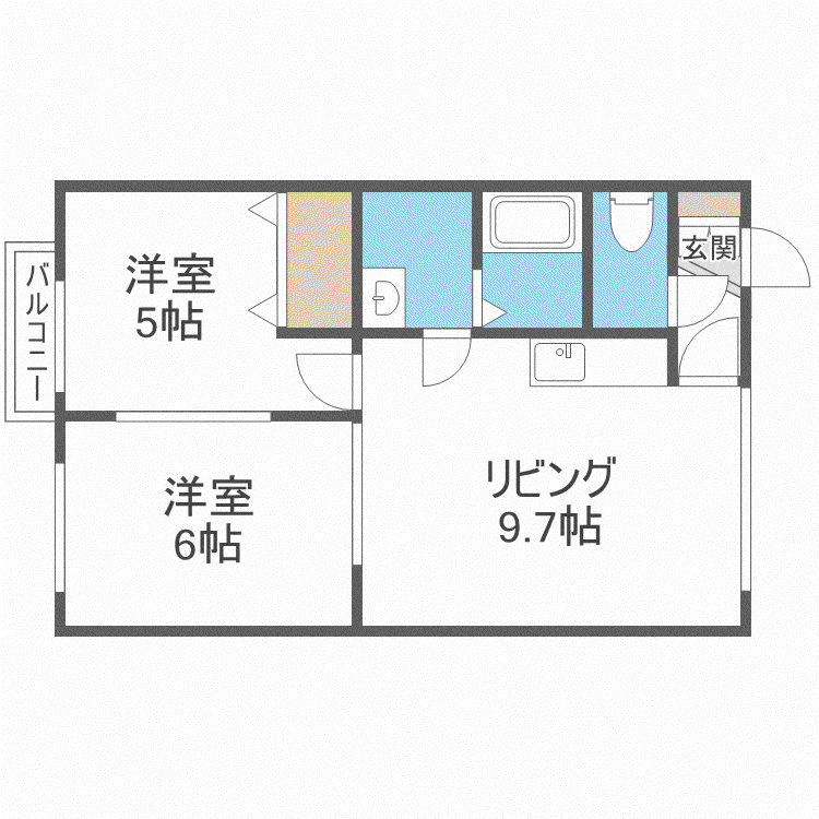 HIGHRENTイースト(2LDK/1階)の間取り写真