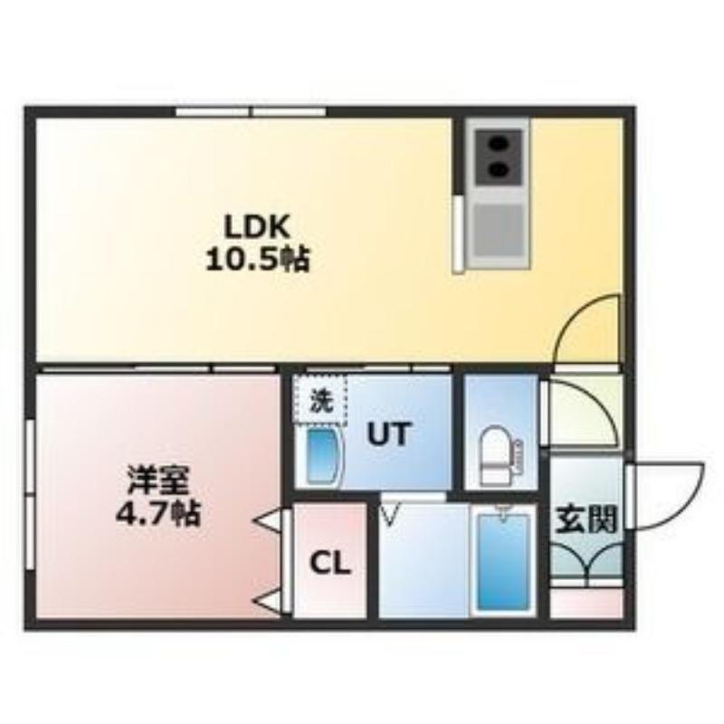 平岸3-10(1LDK/4階)の間取り写真