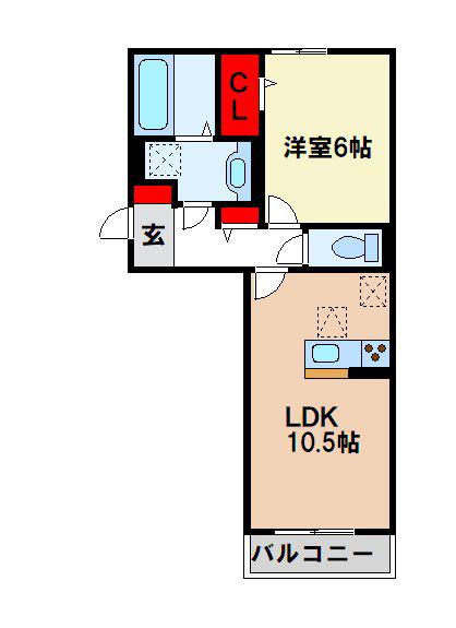 D-ROOMNEXT小郡(1LDK/1階)の間取り写真