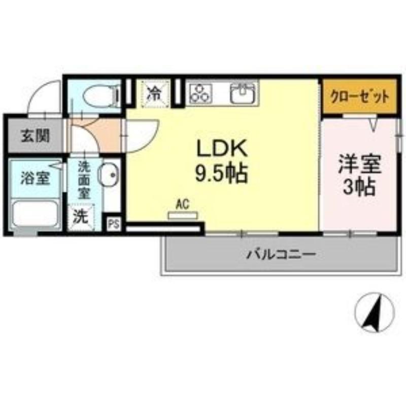 グランコート(1LDK/3階)の間取り写真