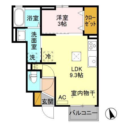 グランテラス紫塚(1LDK/1階)の間取り写真