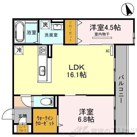 D-ROOM上穂積(2LDK/3階)の間取り写真