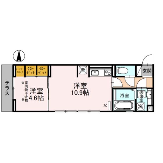グランドコート堤町(1LDK/1階)の間取り写真