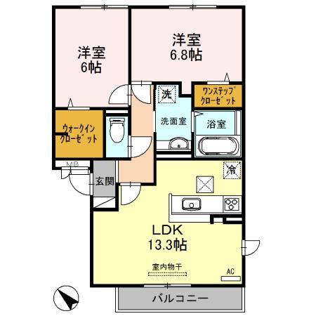GLANZKISHIBE(2LDK/1階)の間取り写真