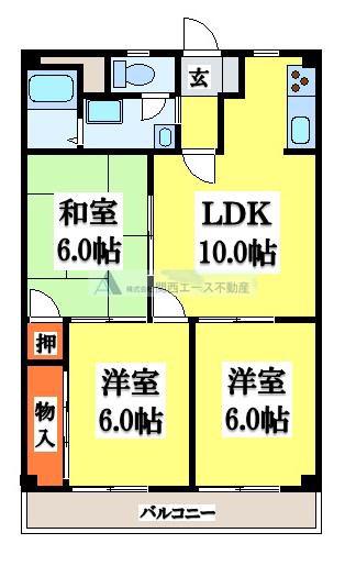 グランドシャトー山本(3LDK/2階)の間取り写真