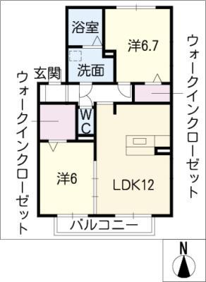 アイリス(2LDK/2階)の間取り写真