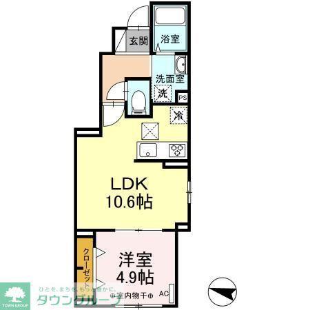 PLUS CINQ(1LDK/1階)の間取り写真