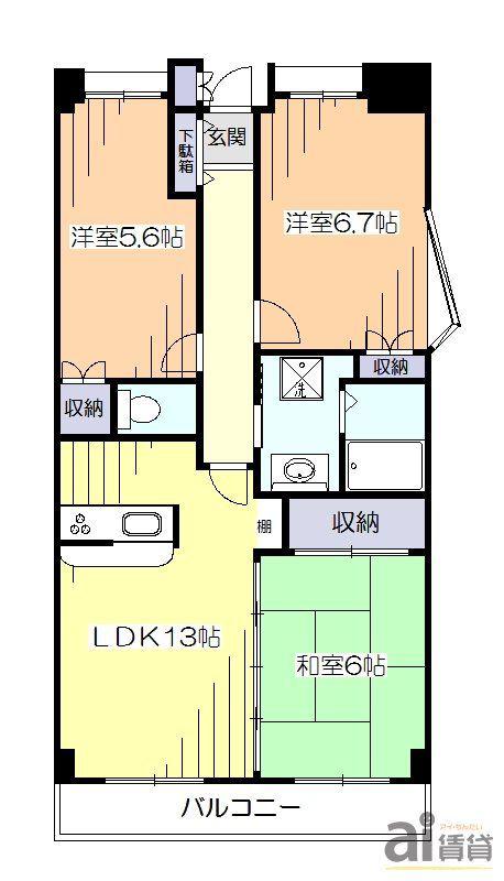 RAFFINE武蔵野(3LDK/1階)の間取り写真