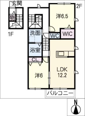 パークサイド岩船A棟(2LDK/2階)の間取り写真