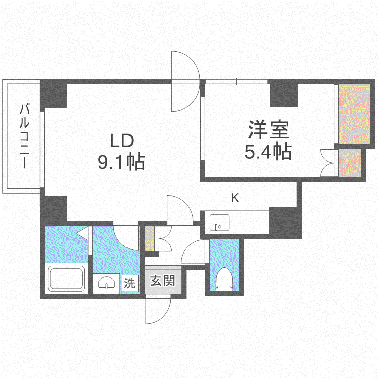 KN南1条マンション(1LDK/3階)の間取り写真