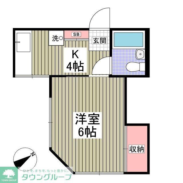 ハイツ前原(1K/1階)の間取り写真