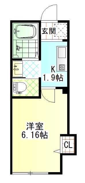 シエル蛍田(1K/1階)の間取り写真
