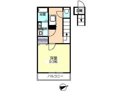 パーシモン(1K/2階)の間取り写真