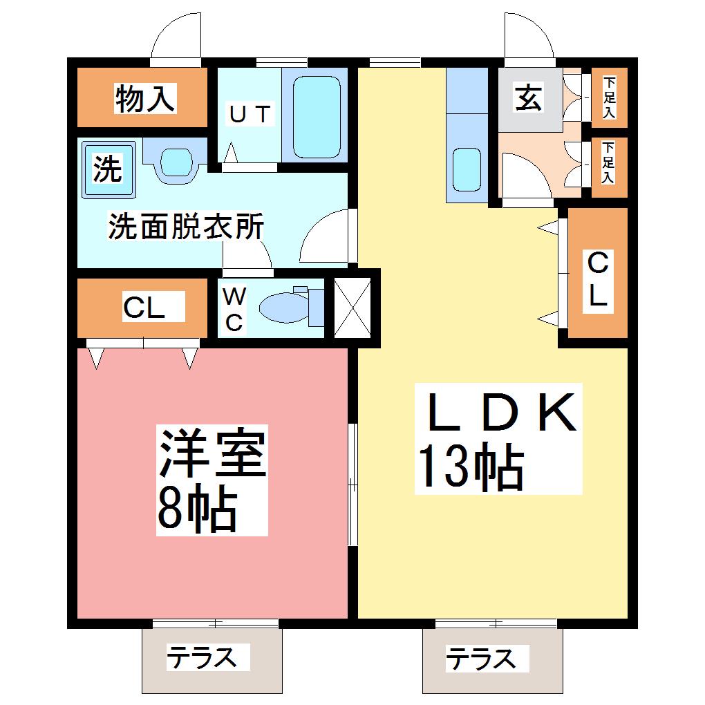 コーポ西谷 A棟(1LDK/1階)の間取り写真