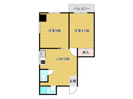 イルソーレ桃谷(2DK/5階)の間取り写真