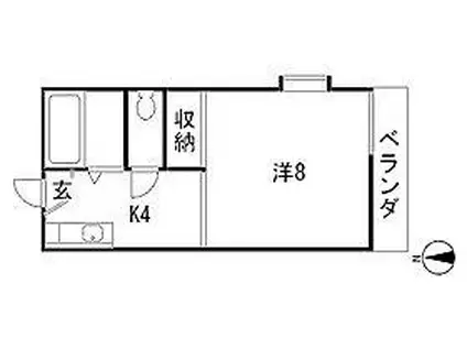 パークハイムあゆかわ(1K/2階)の間取り写真