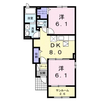 フォレスト T・H III(2DK/1階)の間取り写真