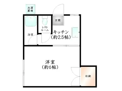 第41竹下コーポII(1K/2階)の間取り写真