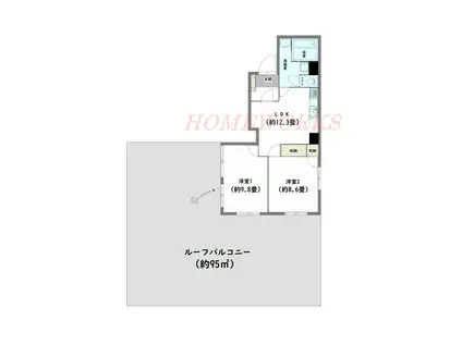 ベルメイゾン浜町(2LDK/4階)の間取り写真