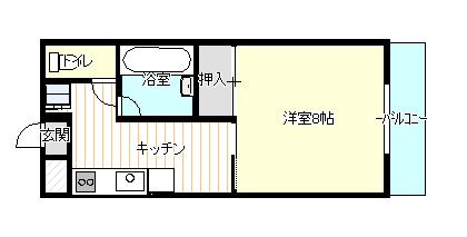 シャトレハイツ今村(1K/2階)の間取り写真