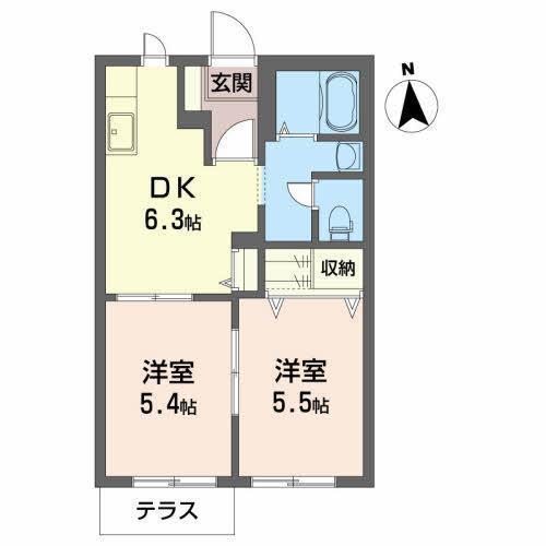ヴィータ(2DK/1階)の間取り写真