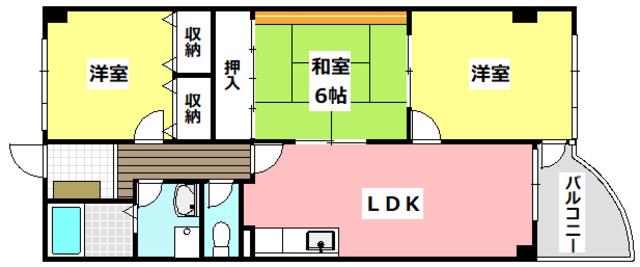 ウイングビュー鮎川(3LDK/3階)の間取り写真