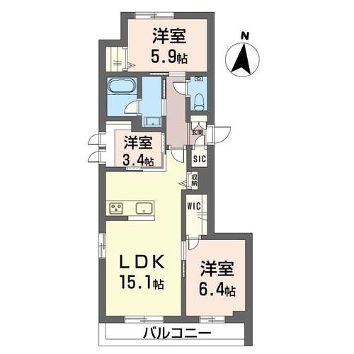 イースト コート 文京護国寺(3LDK/2階)の間取り写真