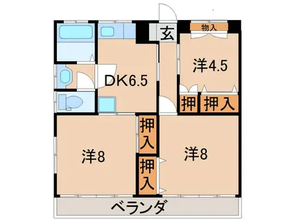 堀河アパート(3DK/2階)の間取り写真