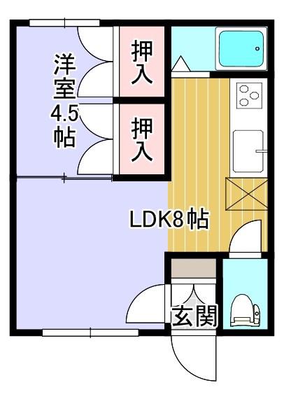 ホワイトヴィレッジA(1LDK/2階)の間取り写真