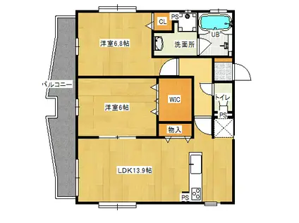 キャトルセゾン大鋸町(2LDK/3階)の間取り写真