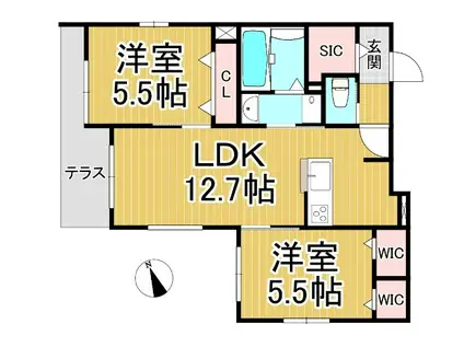 ERMITAGE KAMAKURA(2LDK/1階)の間取り写真
