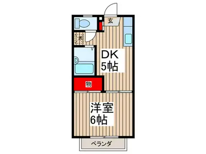 トヤマコーポ(1DK/2階)の間取り写真