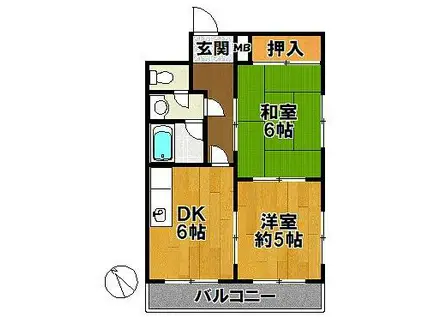 三田サンライズハイツ(2DK/2階)の間取り写真