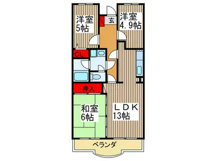 シャルム春日部(3LDK/5階)の間取り写真