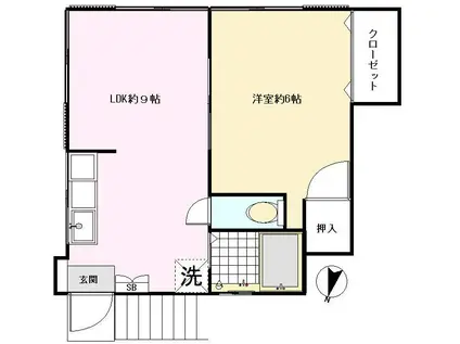 松見町永島荘(1LDK/2階)の間取り写真