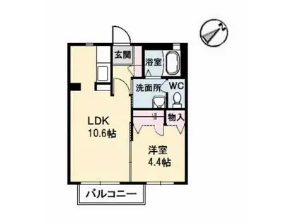 シャーメゾンURAYAKA(1LDK/2階)の間取り写真