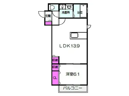 メイト北花田7号館(1LDK/1階)の間取り写真