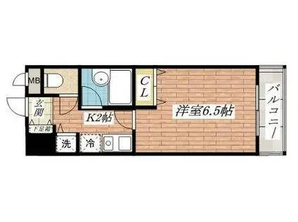美穂ヶ丘サカタハイツ(1K/3階)の間取り写真