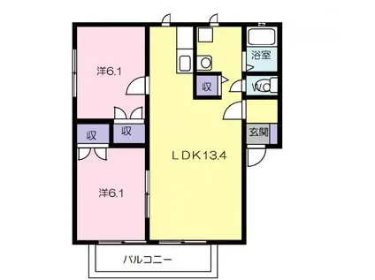 ウエストアベニュー(2LDK/1階)の間取り写真