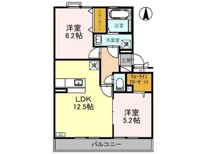 リビングタウン東金沢(2LDK/2階)の間取り写真
