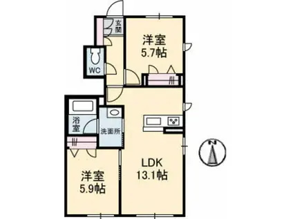 プリマヴェーラ(2LDK/1階)の間取り写真