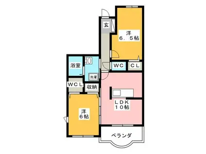 エレガンス奥内殿(2LDK/1階)の間取り写真